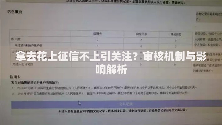 拿去花上征信不上引关注？审核机制与影响解析