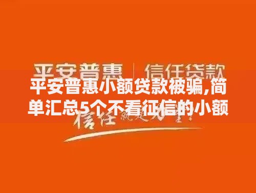 平安普惠小额贷款被骗,简单汇总5个不看征信的小额借款平台