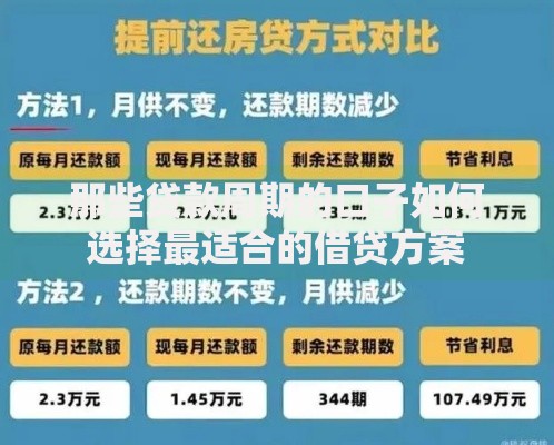 那些贷款周期的口子如何选择最适合的借贷方案