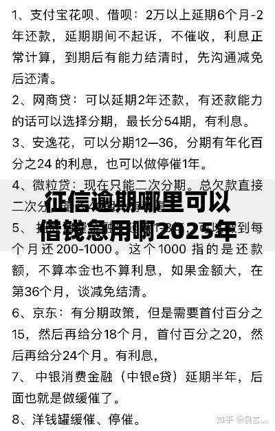 征信逾期哪里可以借钱急用啊2025年正规渠道解析