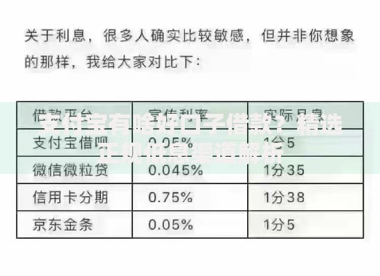 支付宝有啥好口子借款？精选正规低息渠道解析
