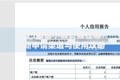 2025微信小额贷款在哪？最新申请渠道与使用攻略