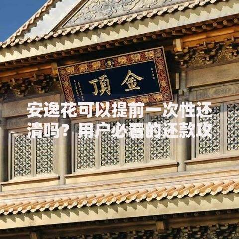 安逸花可以提前一次性还清吗？用户必看的还款攻略解析