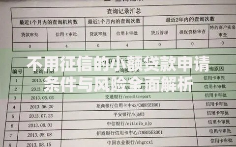 不用征信的小额贷款申请条件与风险全面解析