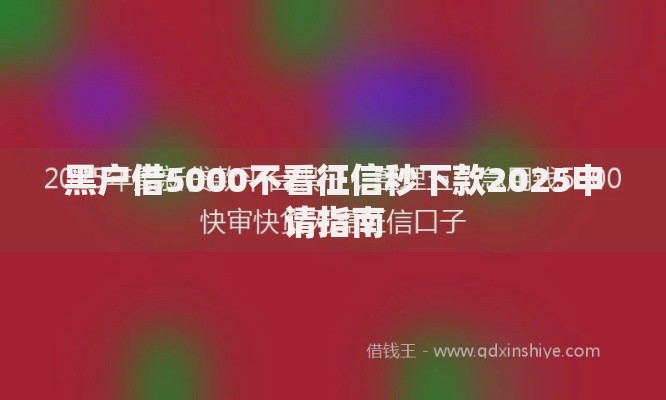 黑户借5000不看征信秒下款2025申请指南