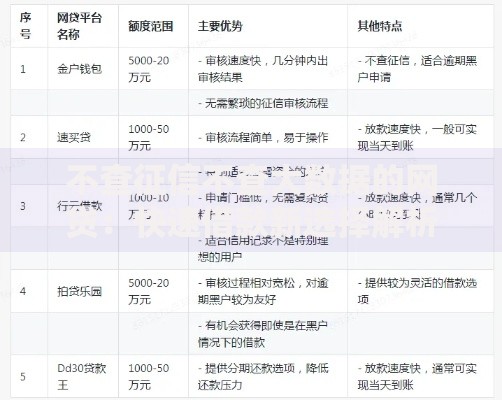 不查征信不查大数据的网贷：快速借款新选择解析