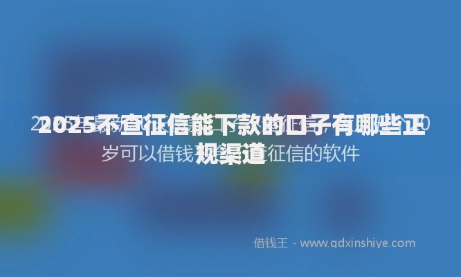2025不查征信能下款的口子有哪些正规渠道
