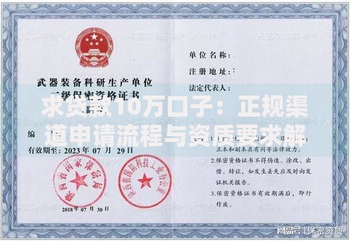 求贷款10万口子：正规渠道申请流程与资质要求解析