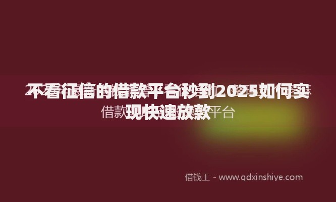 不看征信的借款平台秒到2025如何实现快速放款
