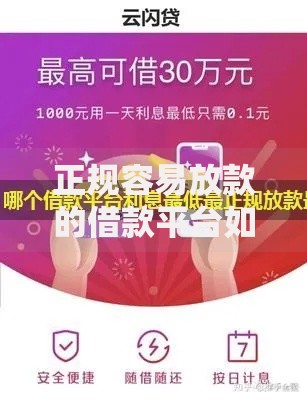 正规容易放款的借款平台如何选择？安全低息快速到账推荐