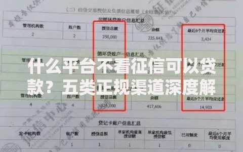 什么平台不看征信可以贷款？五类正规渠道深度解析