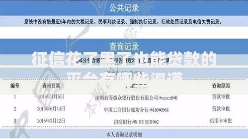征信花了黑了也能贷款的平台有哪些渠道