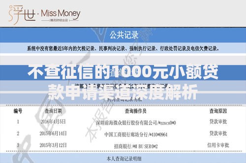 不查征信的1000元小额贷款申请渠道深度解析