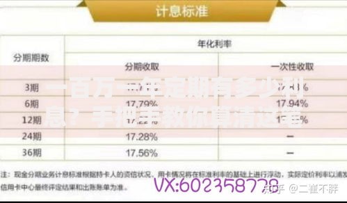 一百万一年定期有多少利息？手把手教你算清这笔账
