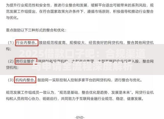 2025借款口子吧：合规渠道与申请全流程深度解析