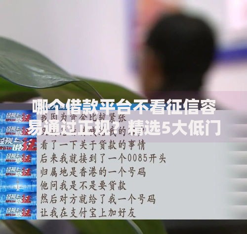 哪个借款平台不看征信容易通过正规？精选5大低门槛正规渠道推荐