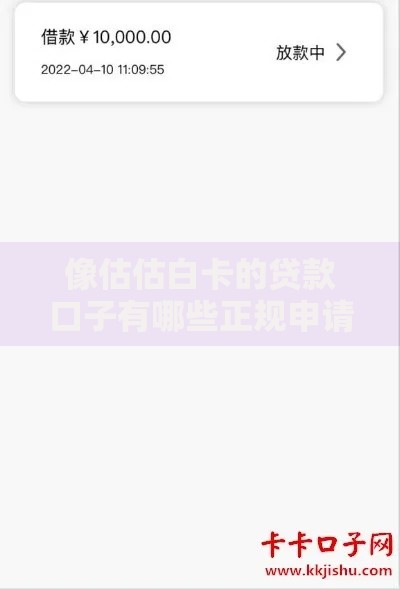 像估估白卡的贷款口子有哪些正规申请渠道
