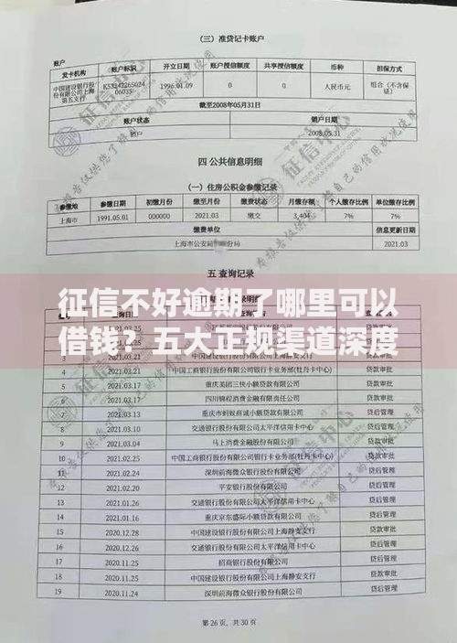 征信不好逾期了哪里可以借钱？五大正规渠道深度解析