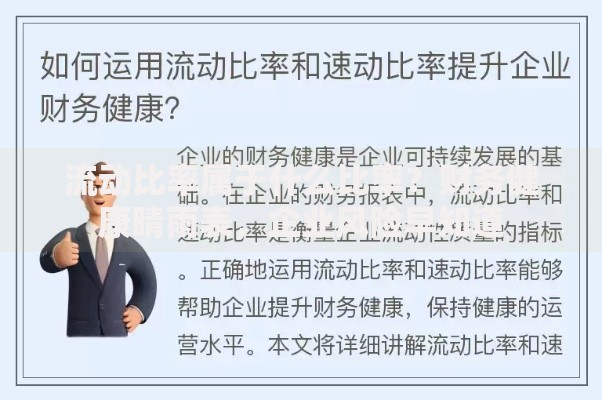流动比率属于什么比率？财务健康晴雨表，企业风险早知道