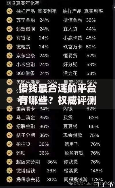 借钱最合适的平台有哪些？权威评测+避坑指南+利率对比