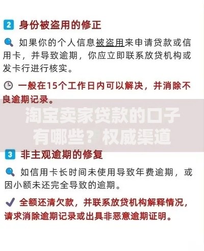 淘宝卖家贷款的口子有哪些？权威渠道解析与避坑指南