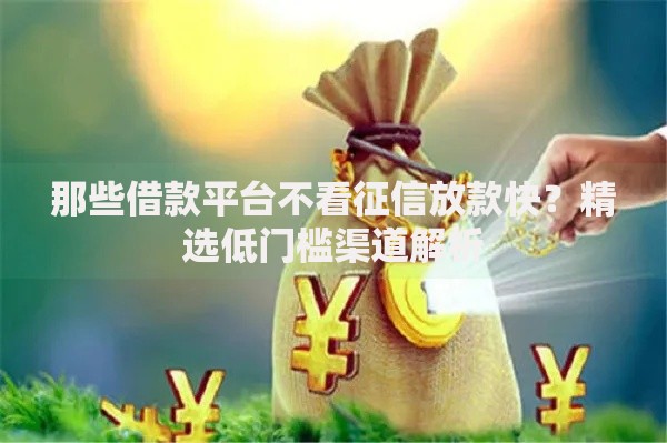 那些借款平台不看征信放款快？精选低门槛渠道解析