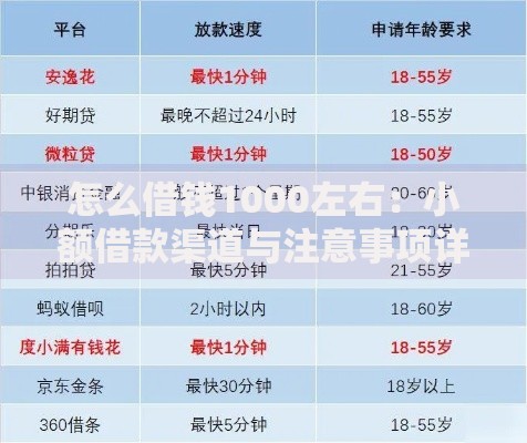 怎么借钱1000左右：小额借款渠道与注意事项详解