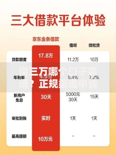 借三万哪个口子靠谱？正规渠道申请攻略