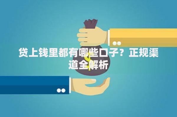 贷上钱里都有哪些口子？正规渠道全解析