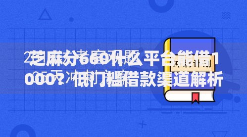芝麻分660什么平台能借1000？低门槛借款渠道解析