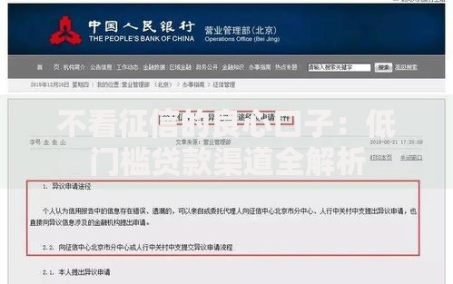 不看征信的良心口子：低门槛贷款渠道全解析