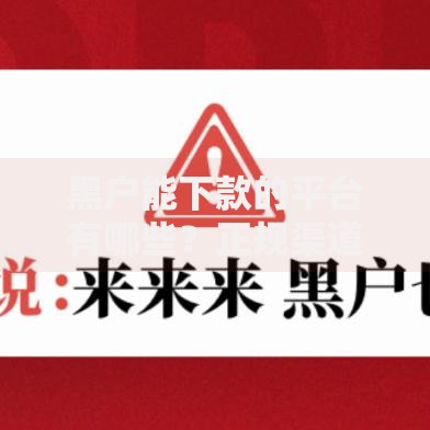 黑户能下款的平台有哪些？正规渠道深度解析