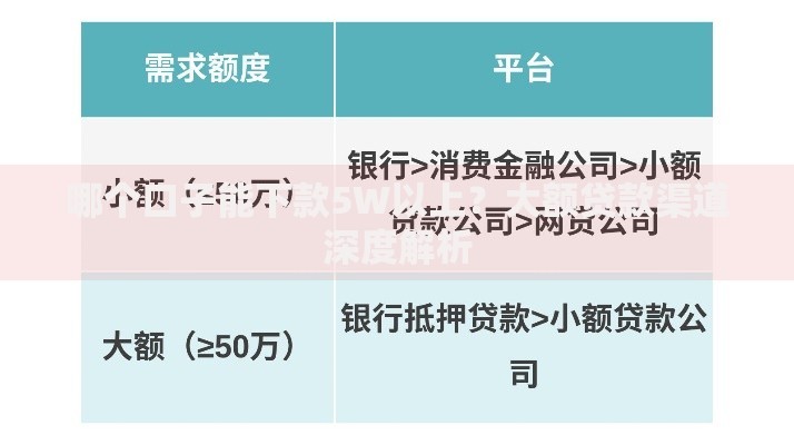 哪个口子能下款5W以上？大额贷款渠道深度解析