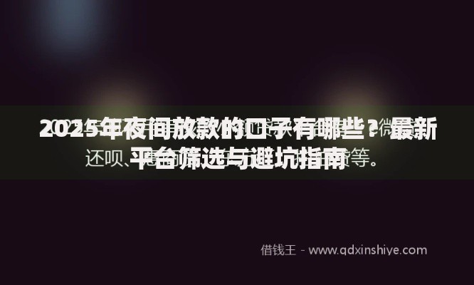 2025年夜间放款的口子有哪些？最新平台筛选与避坑指南