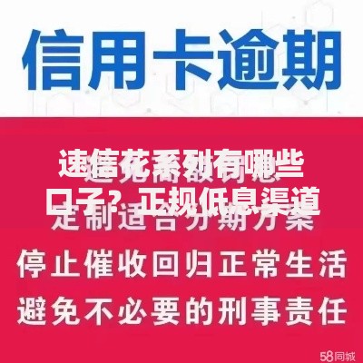 速信花系列有哪些口子？正规低息渠道一览