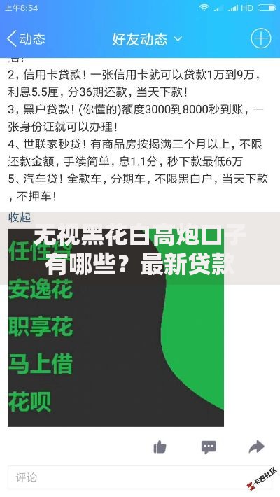 无视黑花白高炮口子有哪些？最新贷款渠道深度解析