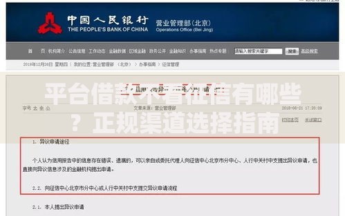 平台借款不看征信有哪些？正规渠道选择指南