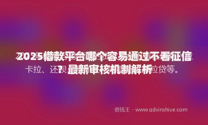 2025借款平台哪个容易通过不看征信？最新审核机制解析