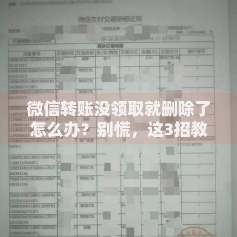 微信转账没领取就删除了怎么办？别慌，这3招教你找回！