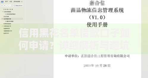 信用黑花名单借款口子如何申请？详细解析与避坑指南