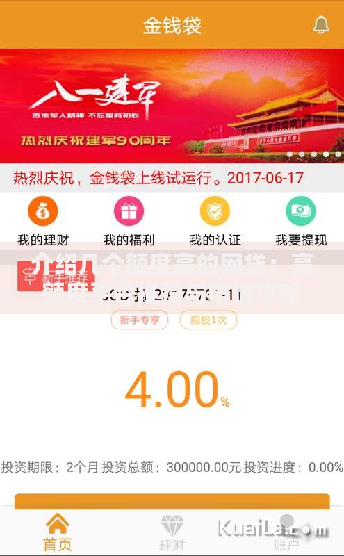 介绍几个额度高的网贷：高额度平台推荐与申请攻略