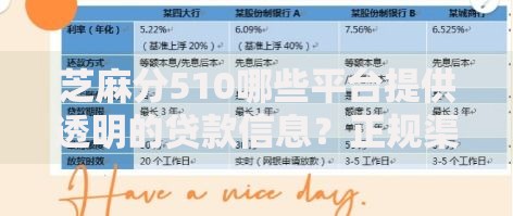 芝麻分510哪些平台提供透明的贷款信息？正规渠道全解析
