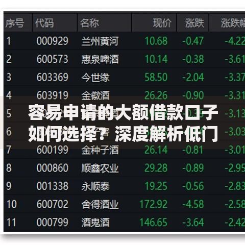 容易申请的大额借款口子如何选择？深度解析低门槛贷款方案