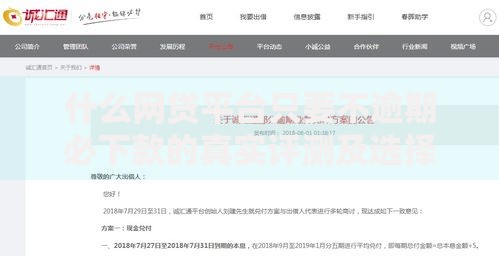 什么网贷平台只要不逾期必下款的真实评测及选择策略