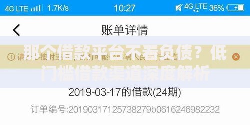 那个借款平台不看负债？低门槛借款渠道深度解析