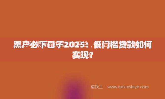 黑户必下口子2025：低门槛贷款如何实现？
