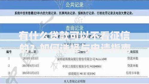 有什么贷款可以不看征信的？如何选择与申请指南