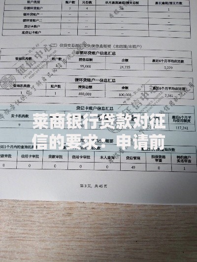 莱商银行贷款对征信的要求：申请前必须搞懂的细节