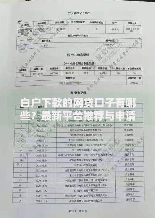 白户下款的网贷口子有哪些？最新平台推荐与申请技巧解析