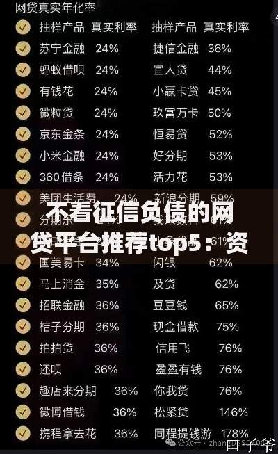 不看征信负债的网贷平台推荐top5：资质宽松快速到账